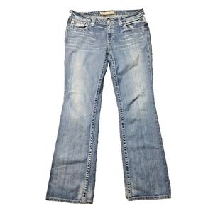 Big Star Jeans Womens 31 Blue Dark Wash Casey K. Low Rise Fit Bootcut Distressed